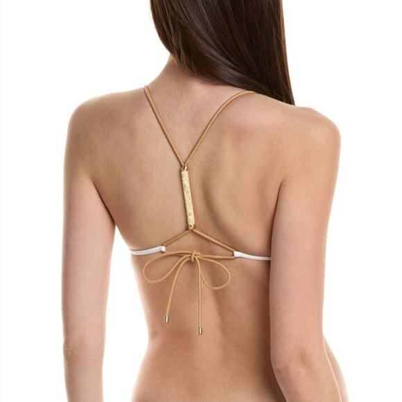 ViX Swimwear by Paula Hermanny Solid BROOKE T Back Bikini Top -  White - Size L - Picture 4 of 7